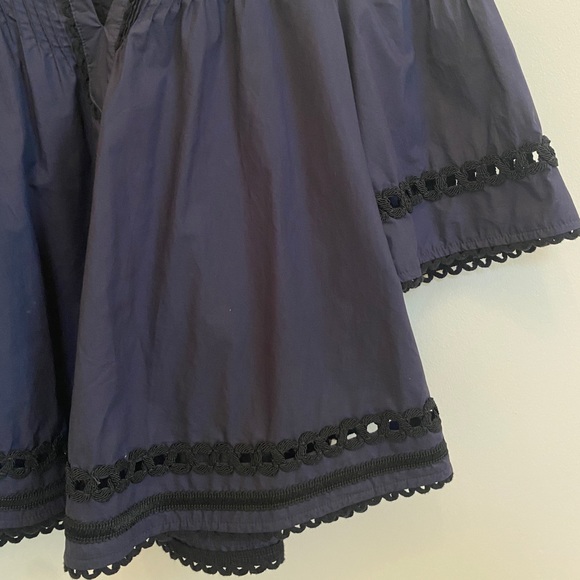 DEREK LAM 10 CROSBY Navy Cotton Eyelet Pintuck Top - Picture 5 of 8